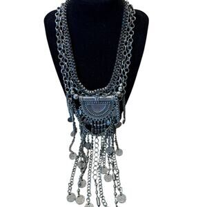 Aldo Silver Unique Statement Chain Necklace
